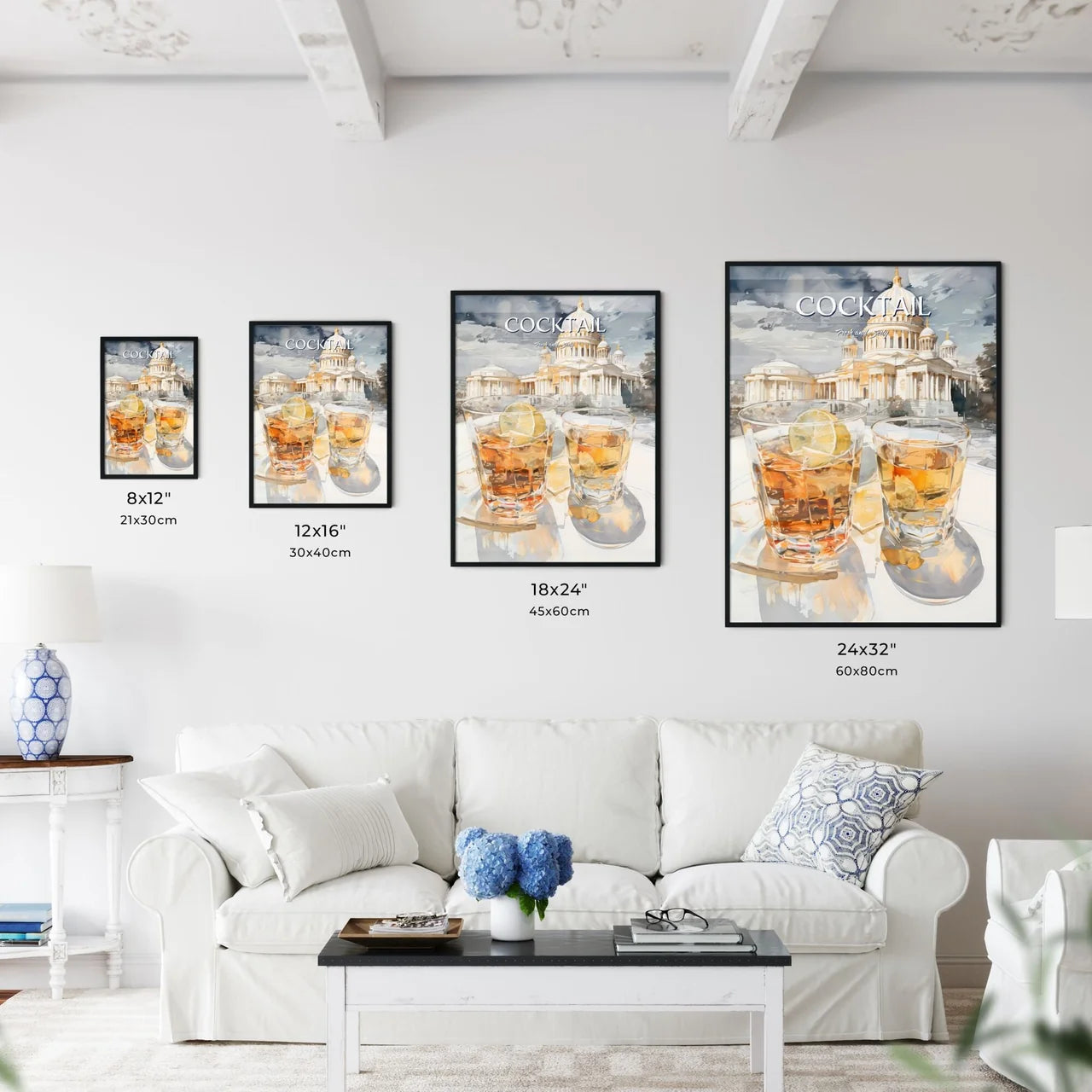 A Poster of white russian cocktail - Two Gla - Kitchen Hangings