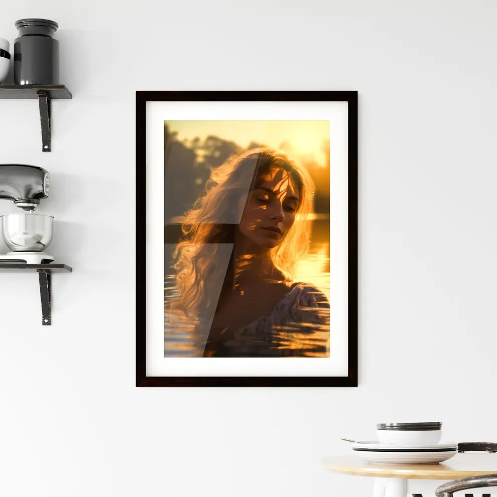 A Poster of The first ray of sunshine - A Wo Framed Print