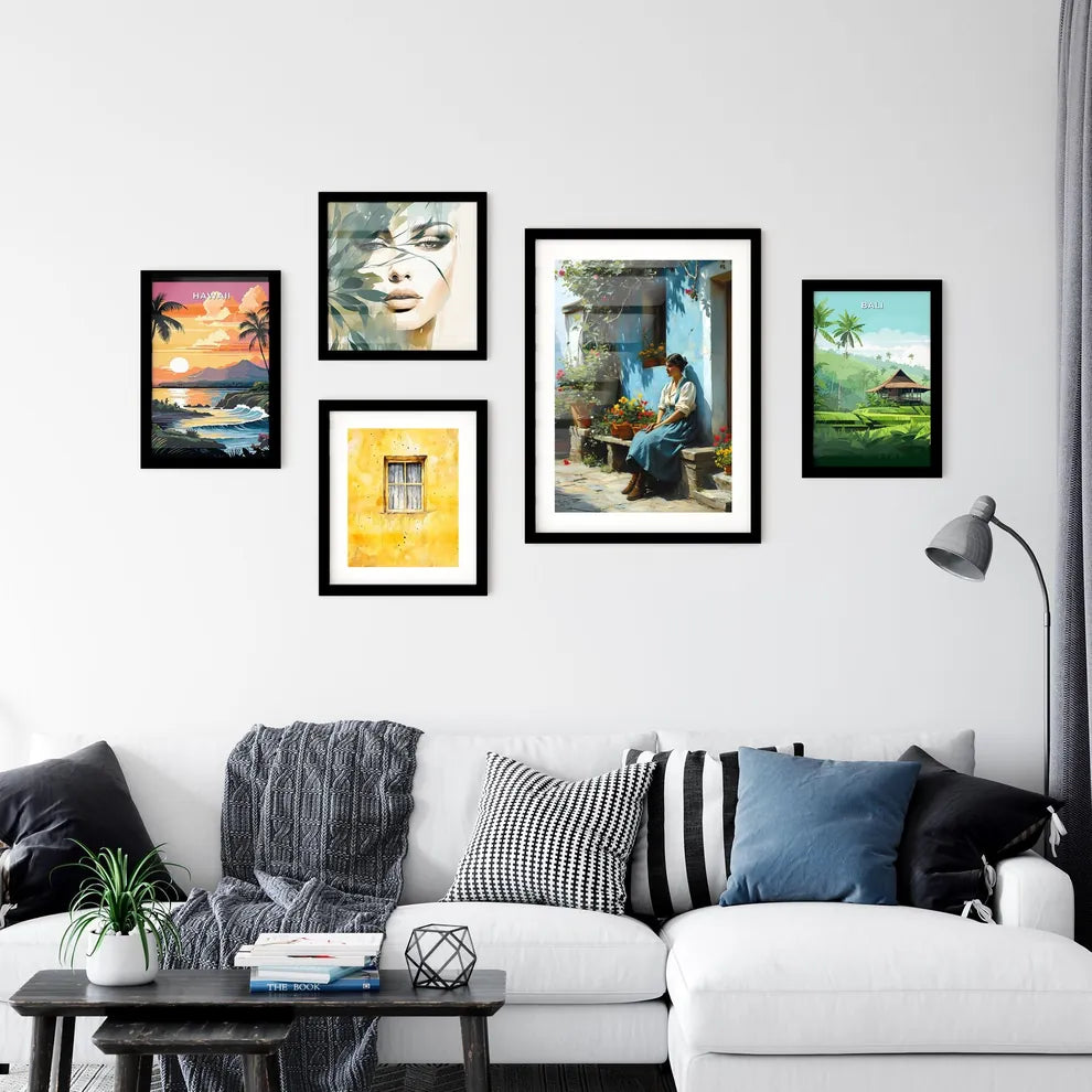 A Poster of oil painting of a 34 view - A Wo Wall Art