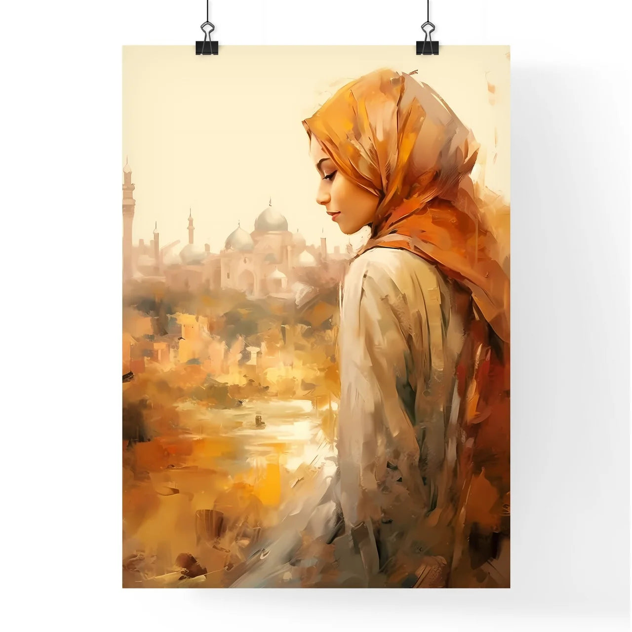 A Poster of beautiful woman wearing hijab -  Poster
