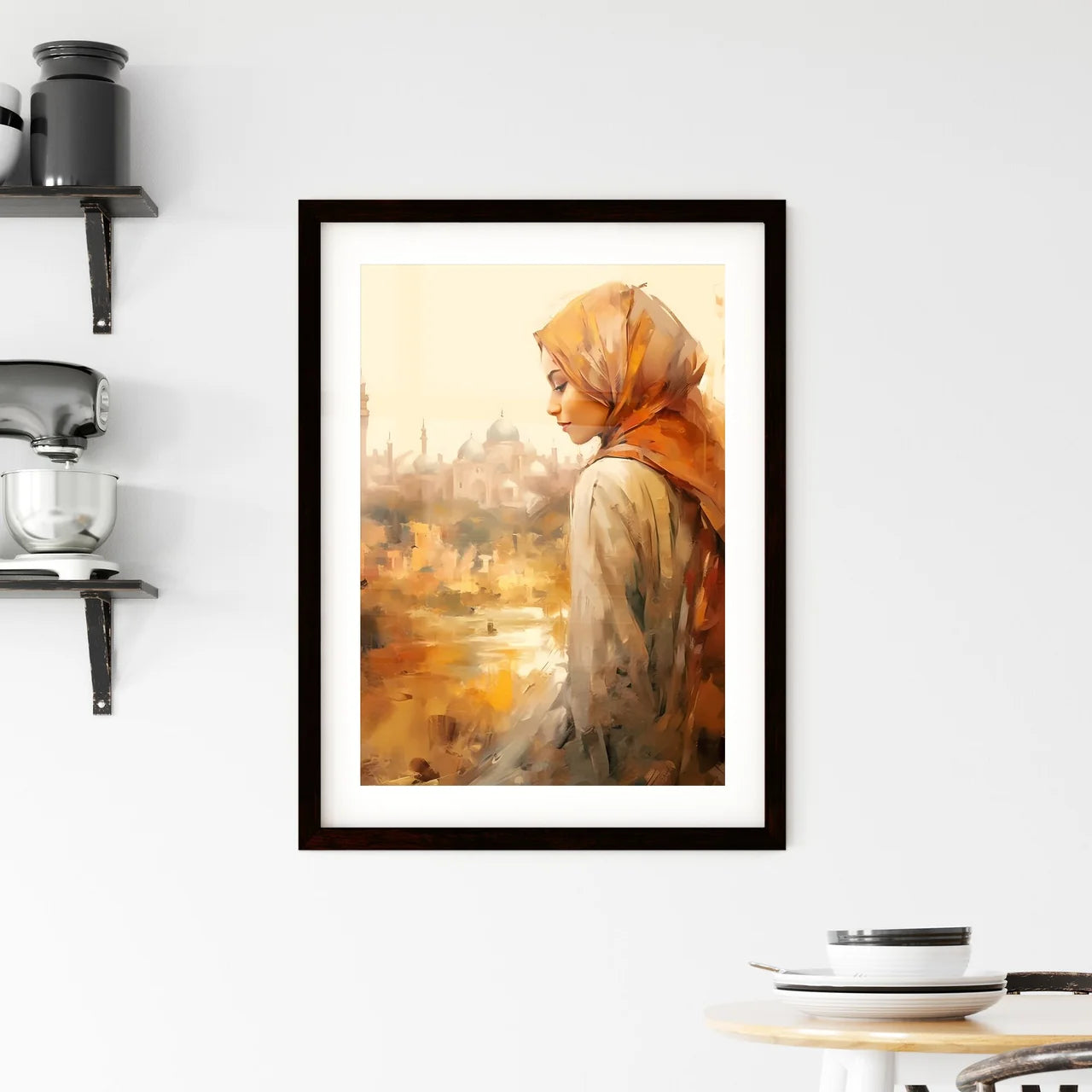 A Poster of beautiful woman wearing hijab -  Framed Print