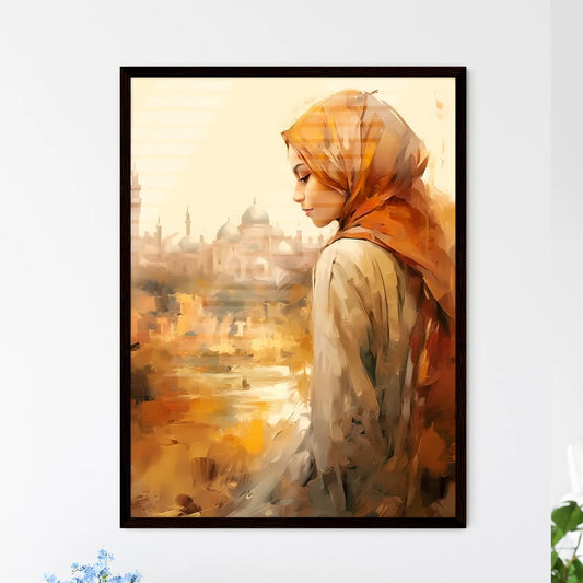 A Poster of beautiful woman wearing hijab -  - Framed Art Print