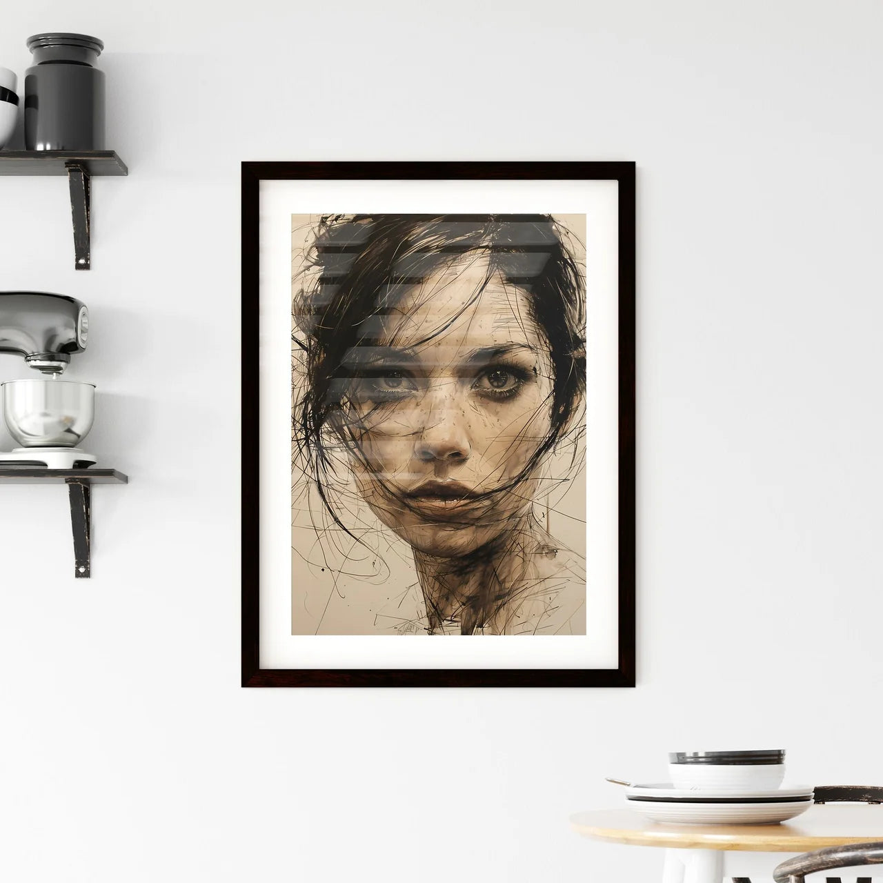 A Poster of drawing - A Woman With Framed Print