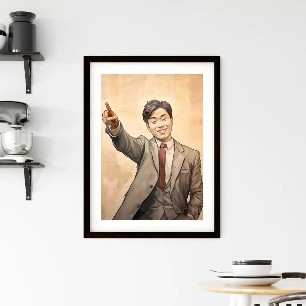 A Poster of handsome and happy and suprised asian man  Hangings