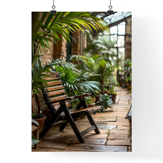 A Poster of small patio with a deck chair -  Poster