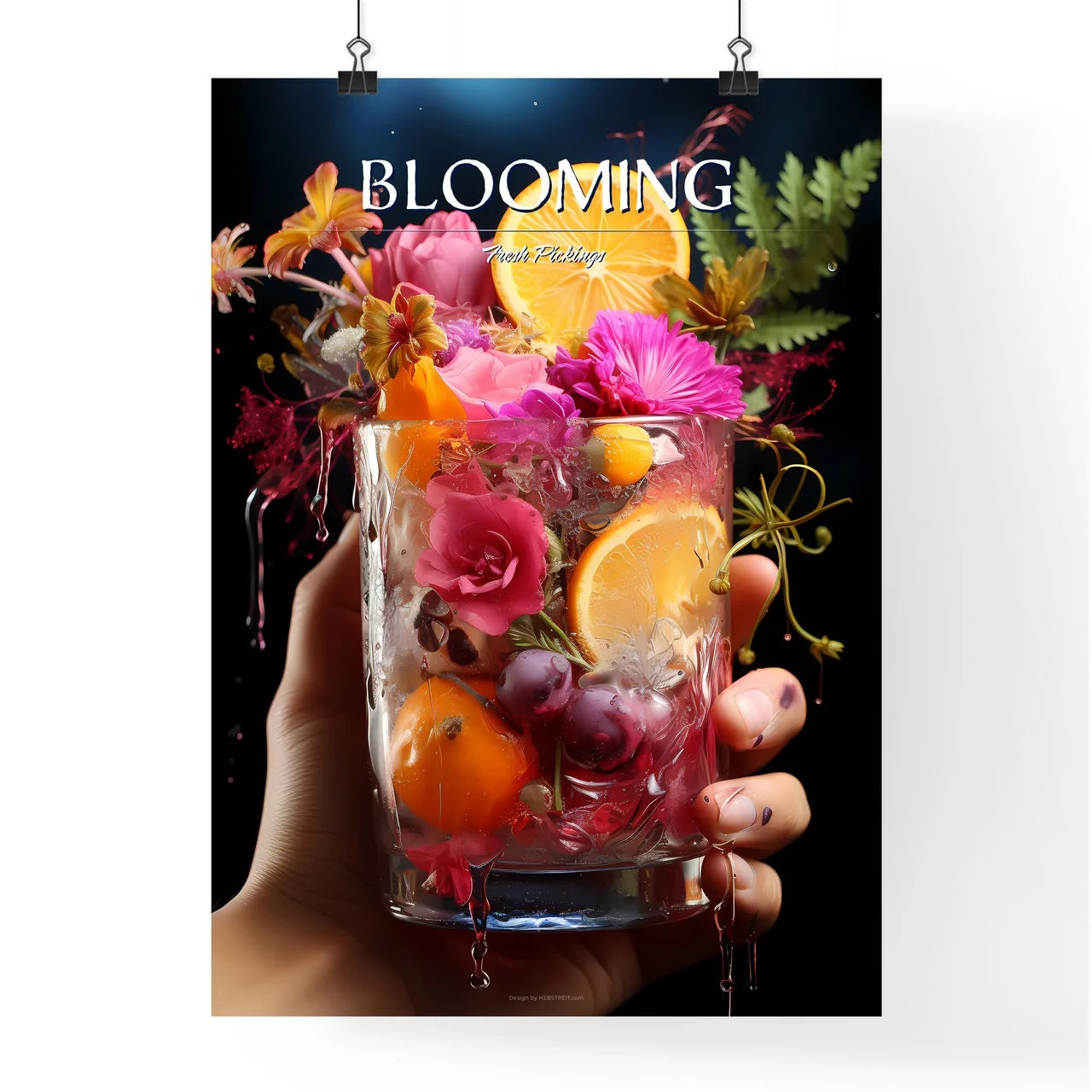 A Poster of a person holding a vase of flowe Poster