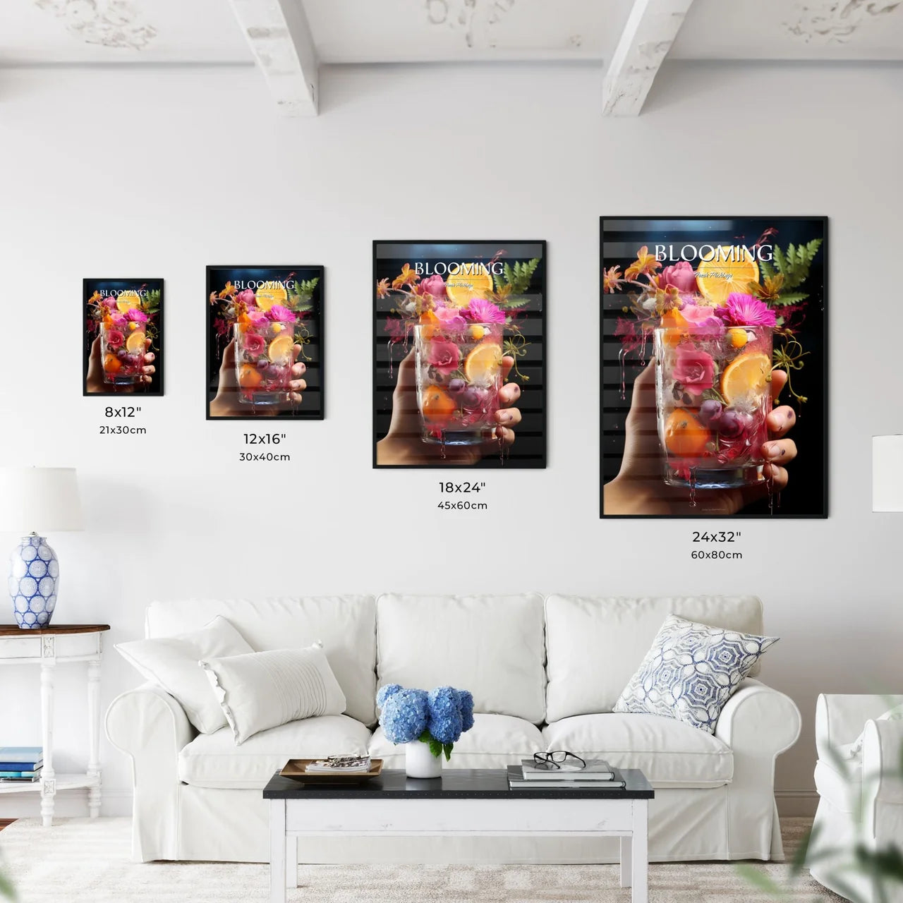 A Poster of a person holding a vase of flowe - Kitchen Hangings
