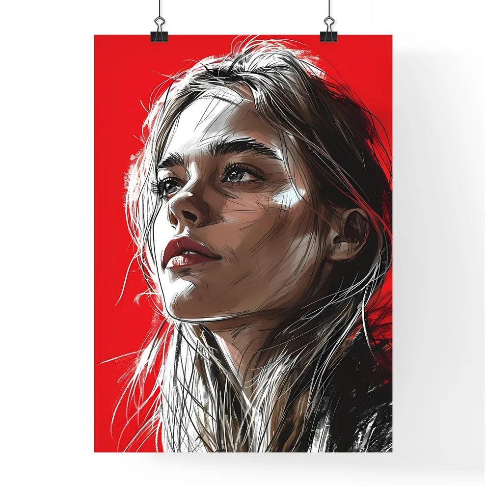 A Poster of drawing - A Woman Look Poster