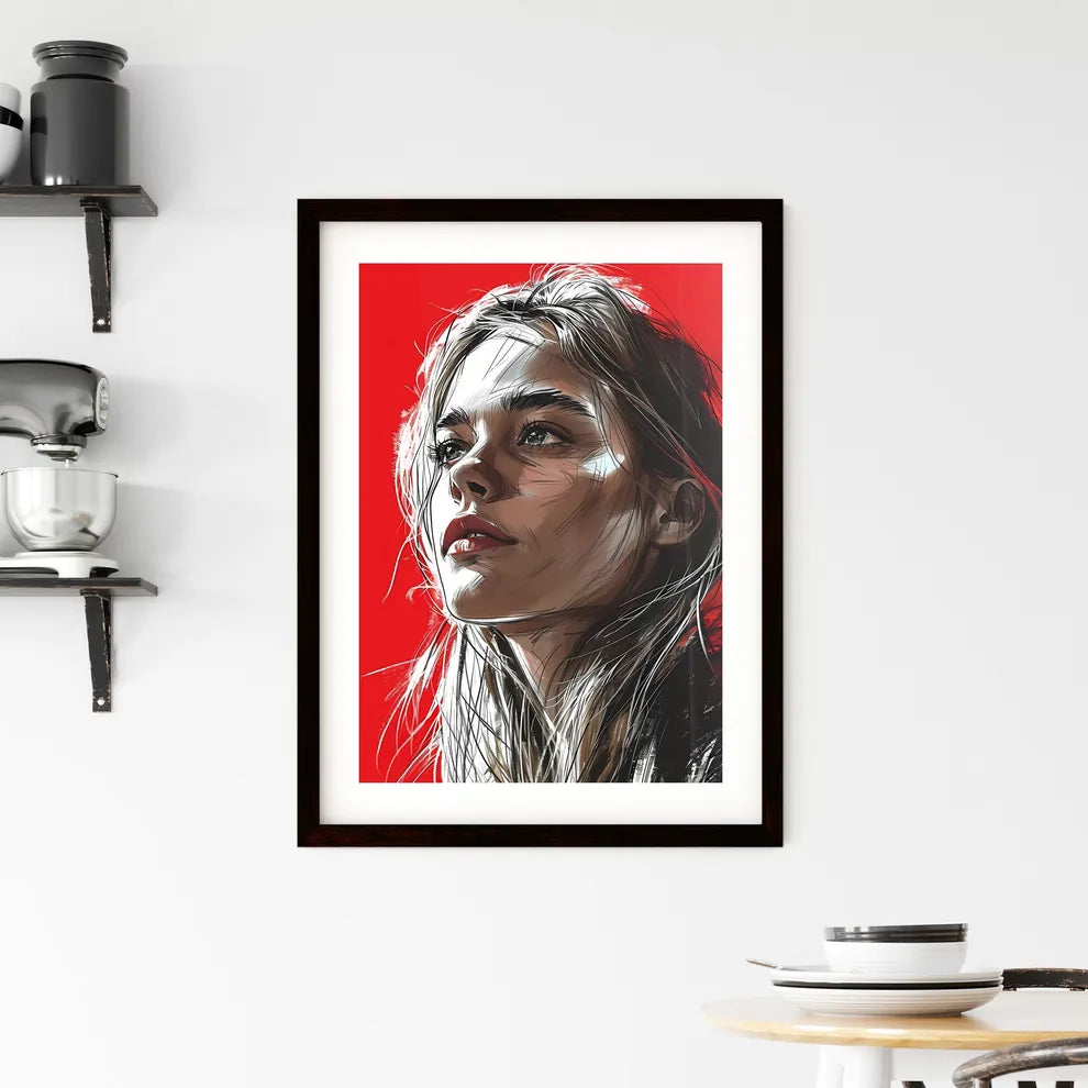 A Poster of drawing - A Woman Look Framed Print