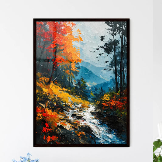 A Poster of Waterfalls landscape - A Paintin - Framed Art Print