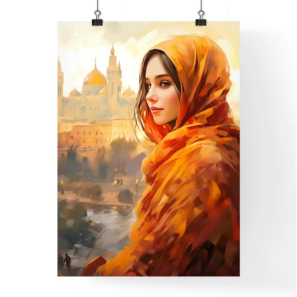 A Poster of beautiful woman wearing hijab -  Poster