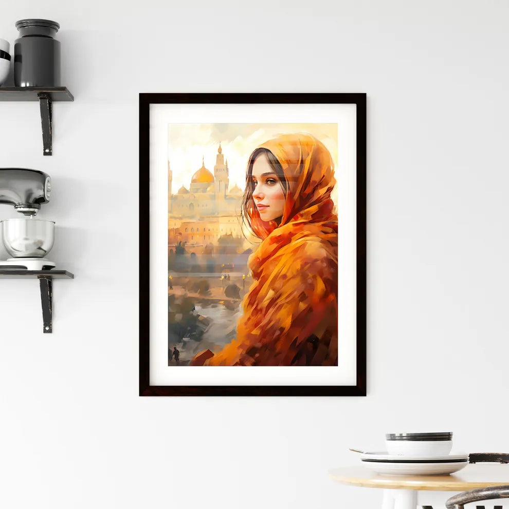 A Poster of beautiful woman wearing hijab -  Framed Print