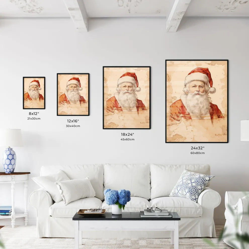 A Poster of santa claus on a beige insulated - Kitchen Hangings
