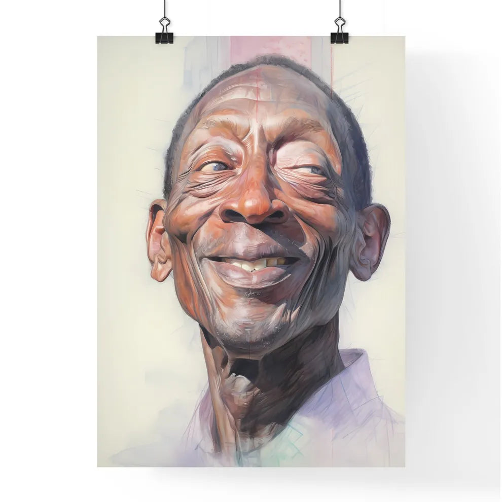 A Poster of elderldy black mans full face - A Man Smiling With His Eyes Closed Default Title
