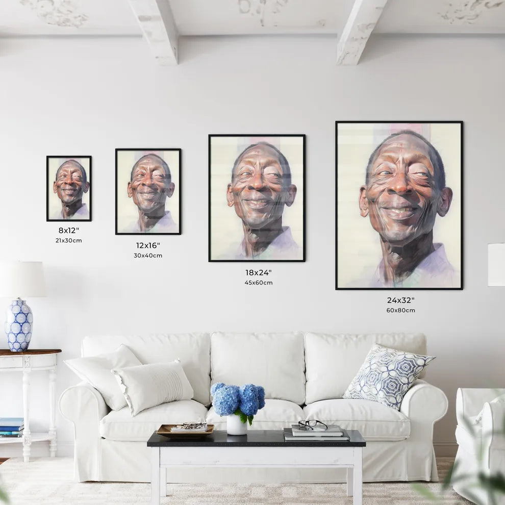 A Poster of elderldy black mans full face - A Man Smiling With His Eyes Closed Default Title