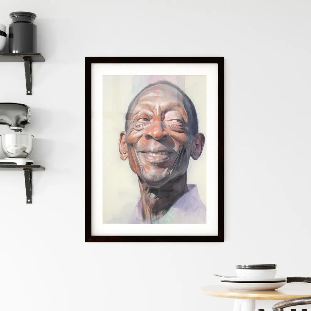 A Poster of elderldy black mans full face - A Man Smiling With His Eyes Closed Default Title