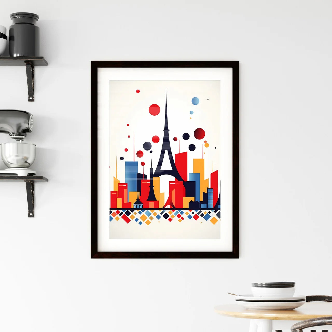A Poster of minimalist Paris skyline - A Colorful Cityscape With A Tower Custom Print
