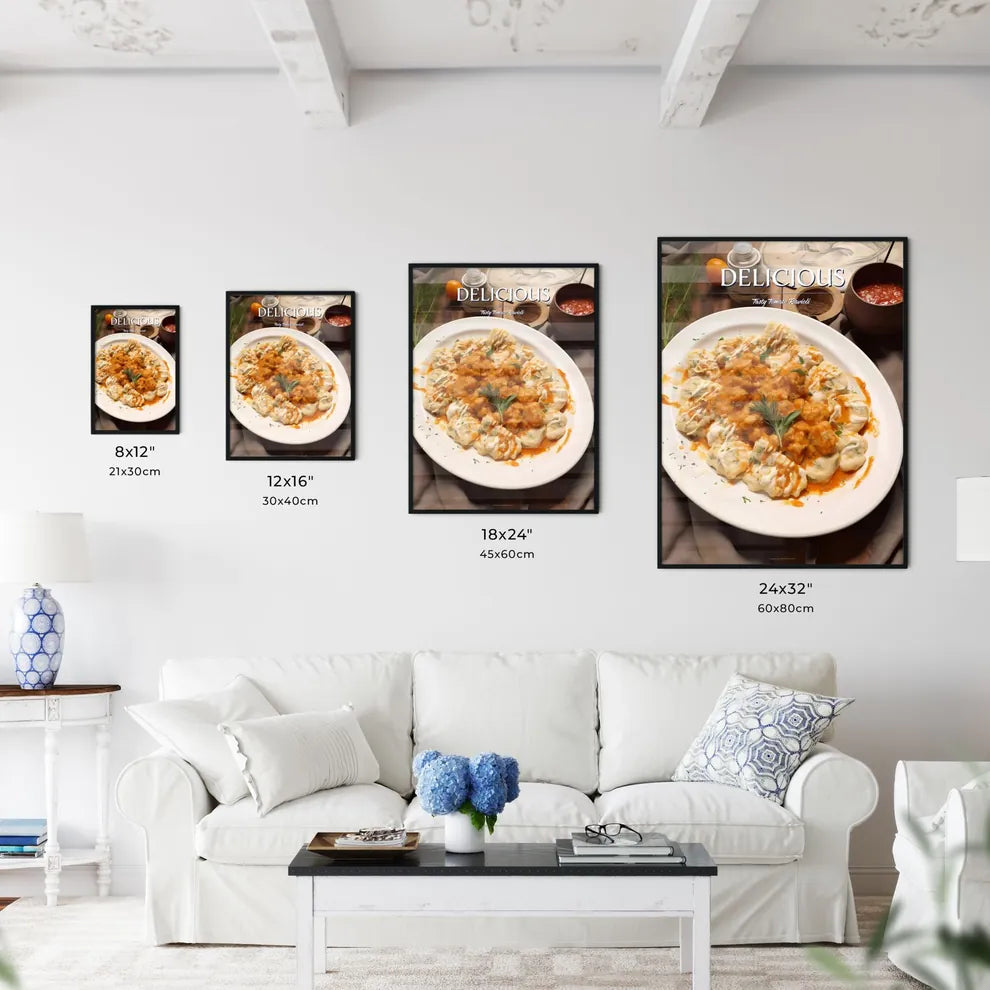 A Poster of Ravioli with tomato sauce - A Pl - Kitchen Hangings
