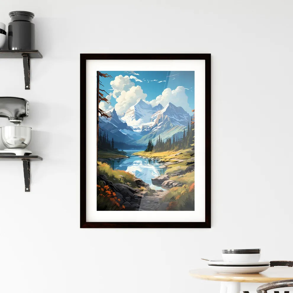 A Poster of Rocky Mountains Canada - A River Framed Print