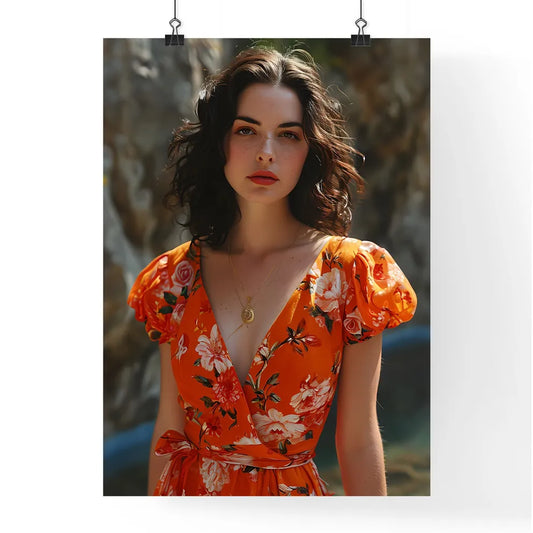 A Poster of a beautiful woman posing next to Poster