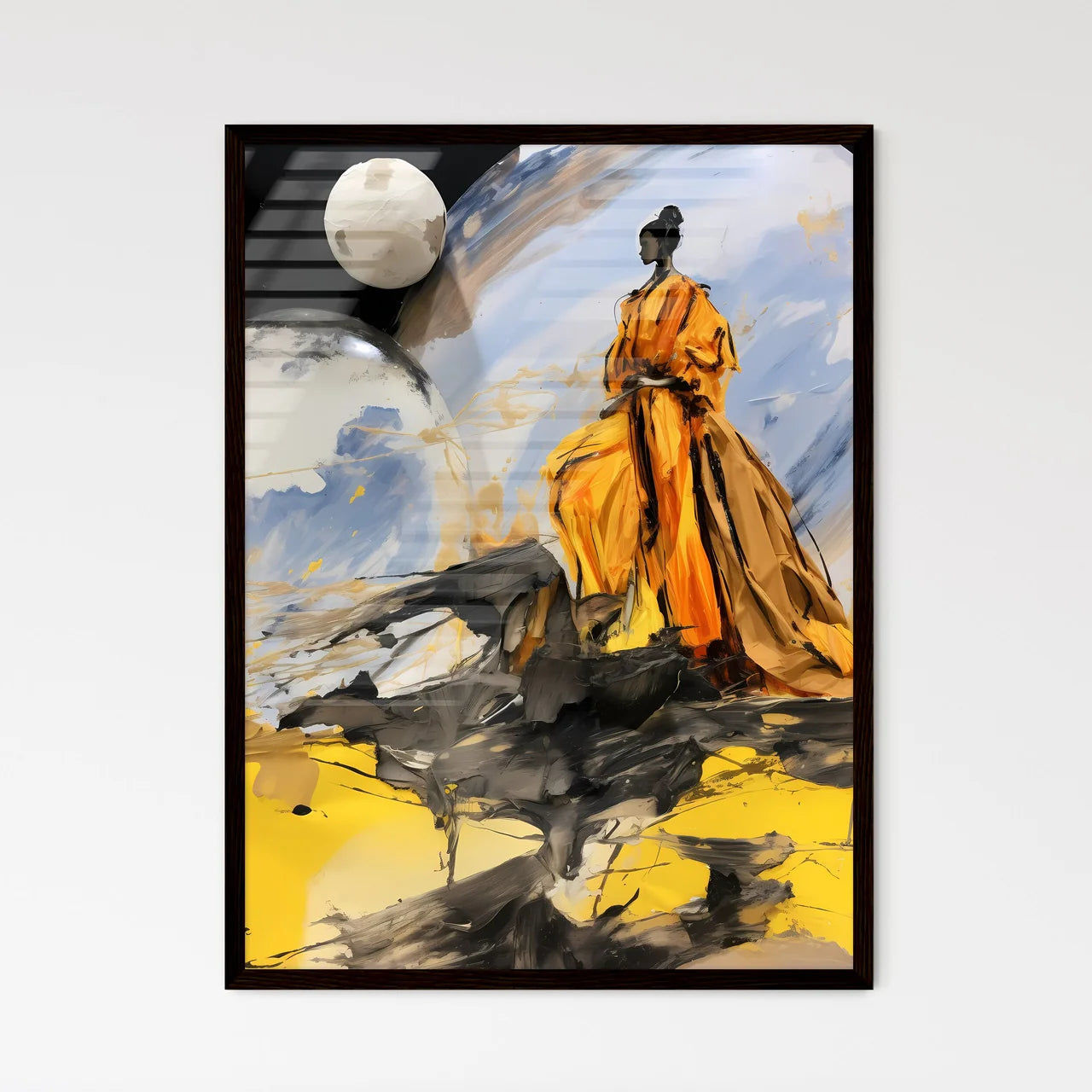 A Poster of a fashion shoot on saturn  - A W - Framed Art Print