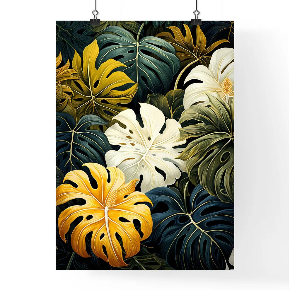 A Poster of monochrome monstera tropical lea Poster