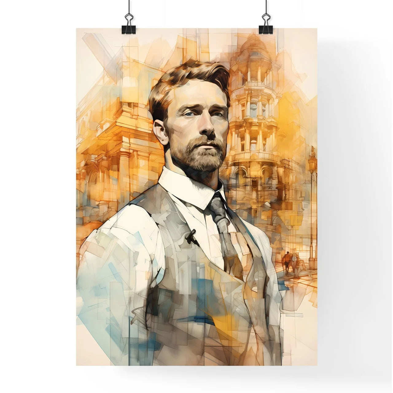 A Poster of Building constructer engineer - A Man In A Vest And Tie Poster