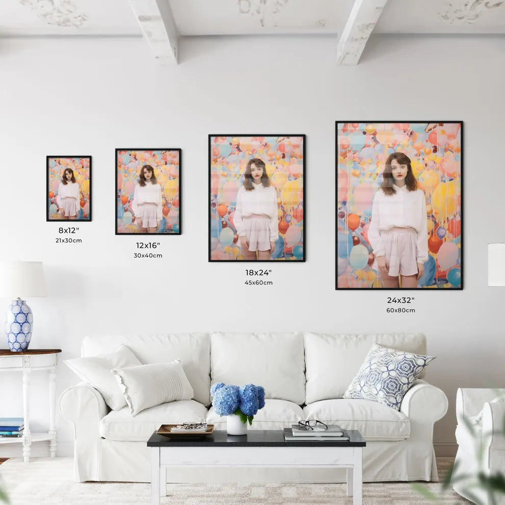 A Poster of girl standing on a pastel backgr - Kitchen Hangings