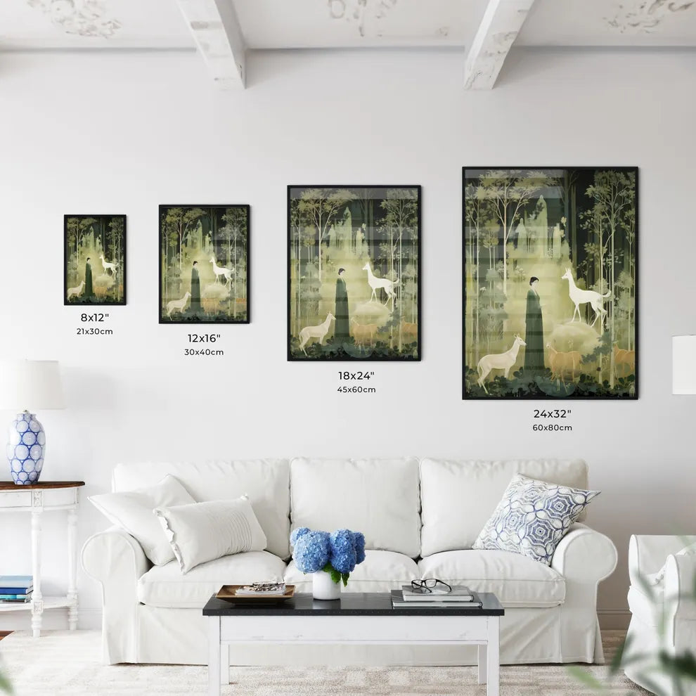 A Poster of the large tapestry and its green colors  Size Chart