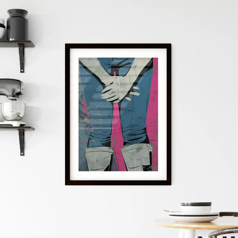 A Poster of two hands holding each other - A Framed Print