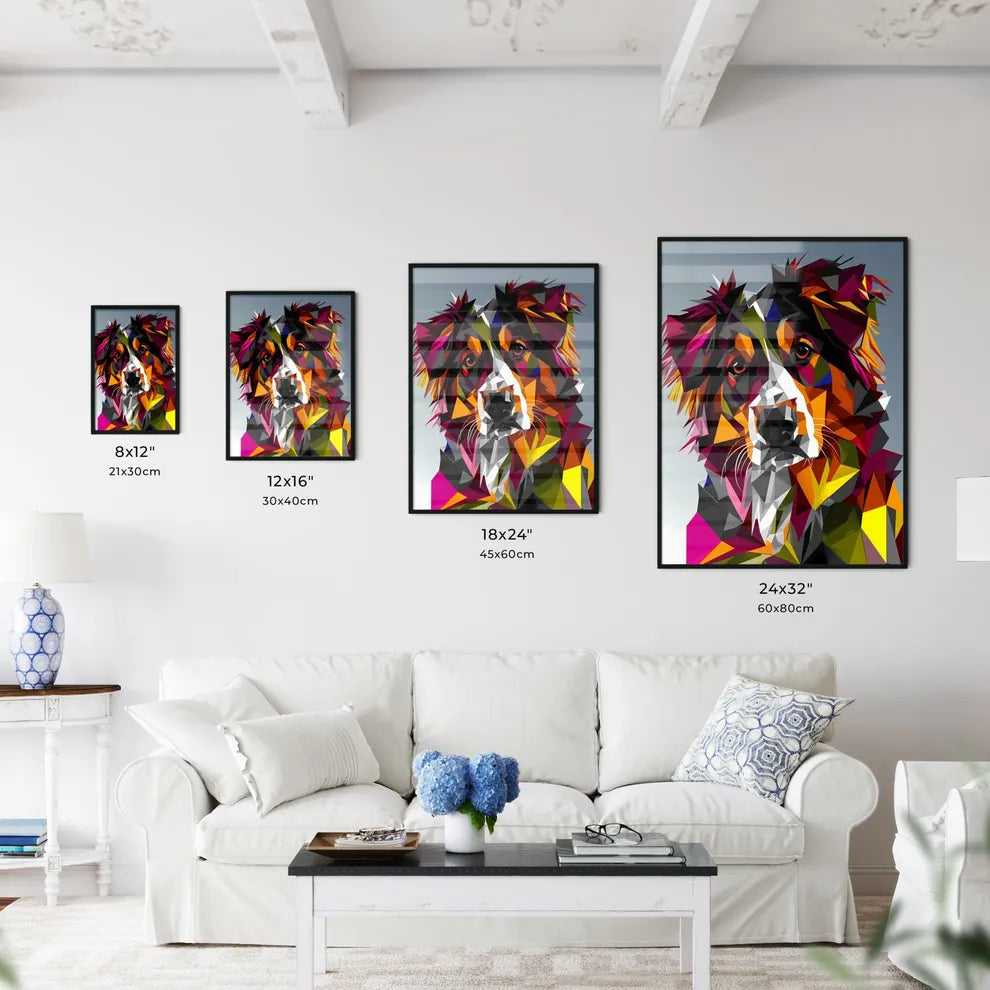 A Poster of two dogs holding each other  Size Chart