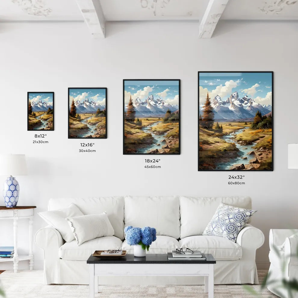 A Poster of Grand Teton National park - A Ri - Kitchen Hangings