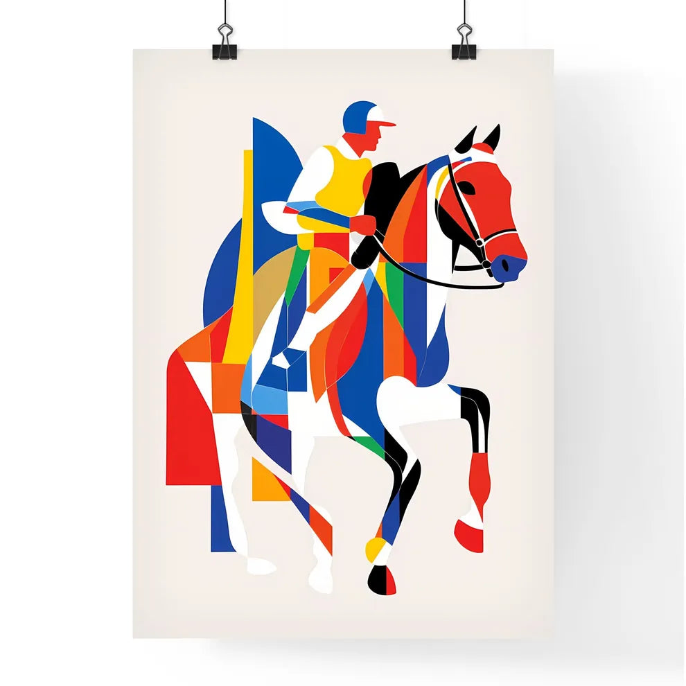 A Poster of minimalist horse rider line art  Poster