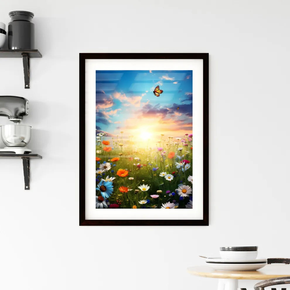 A Poster of A meadow full of flowers - A But Framed Print