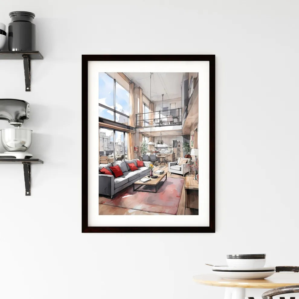 A Poster of Modern studio apartment - A Draw Framed Print