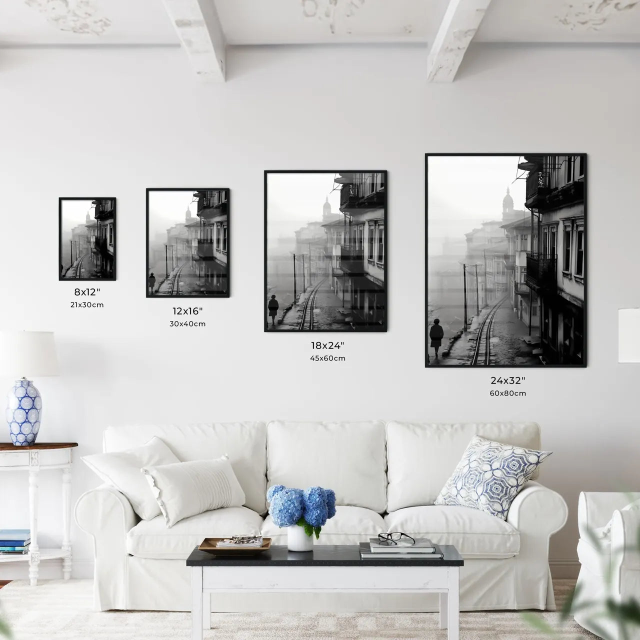 A Poster of Istanbul - A Person Walking Down A Narrow Street With Buildings In The Background Size Chart