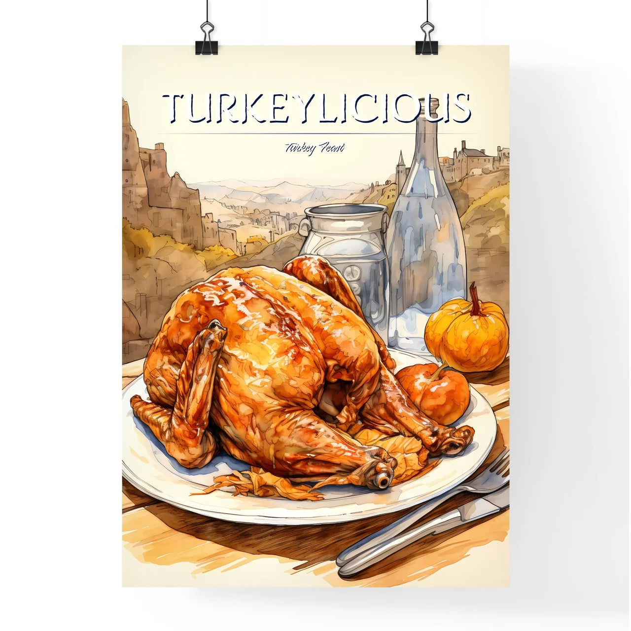 A Poster of Thanksgiving turkey  Poster