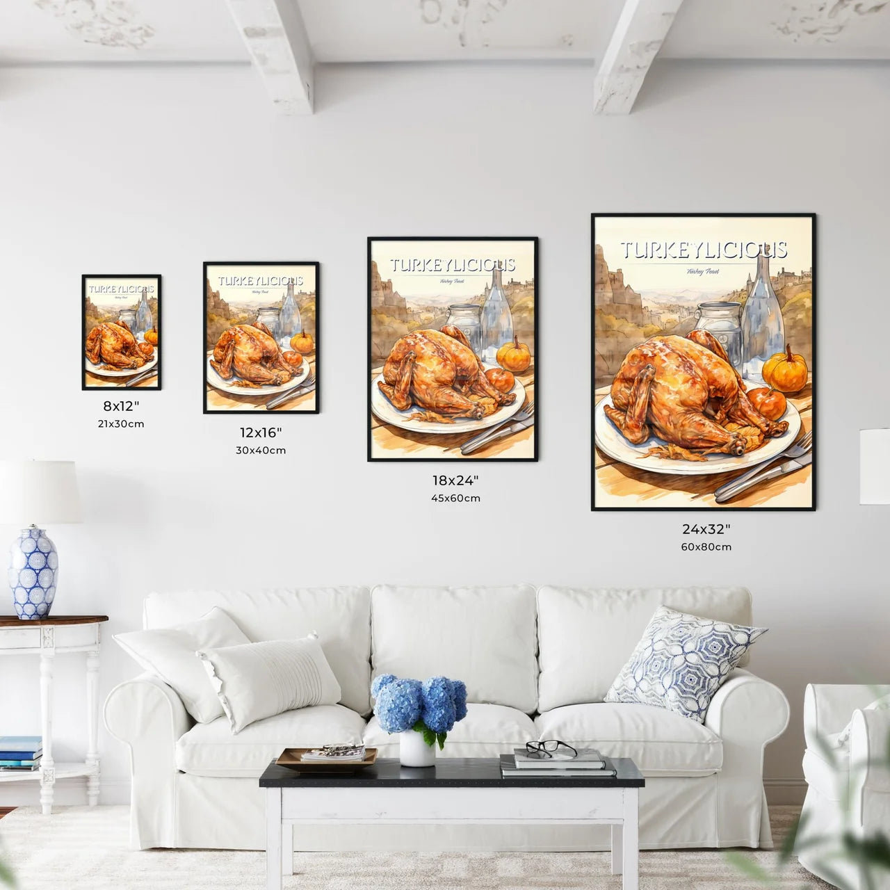 A Poster of Thanksgiving turkey  Size Chart