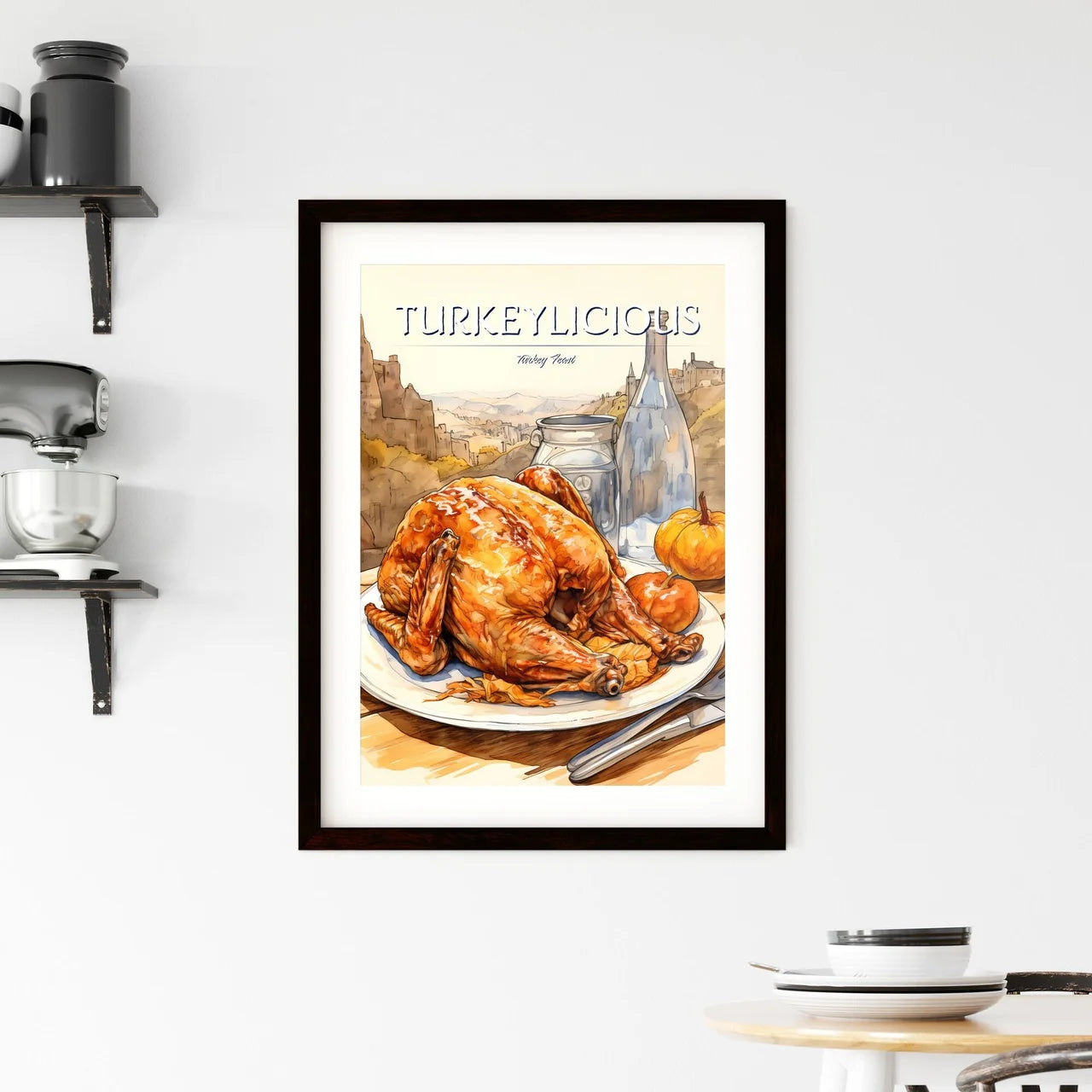 A Poster of Thanksgiving turkey  Framed Print