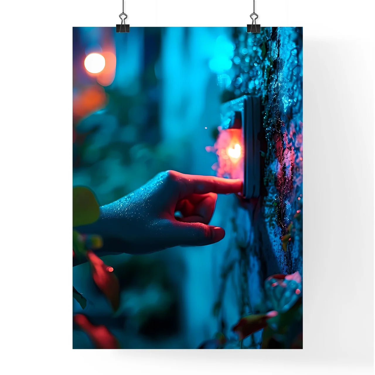 A Poster of photography of a hand turning on  Poster