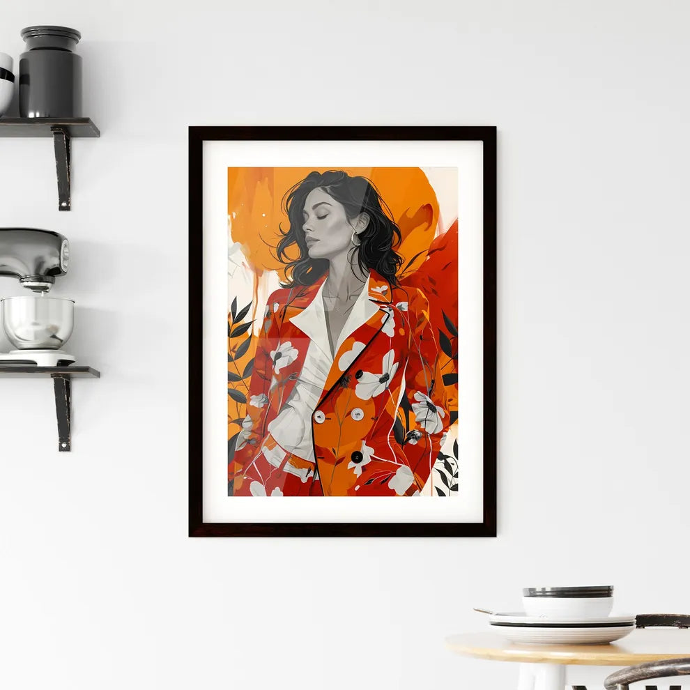 A Poster of a painting of a woman - A Woman  Framed Print