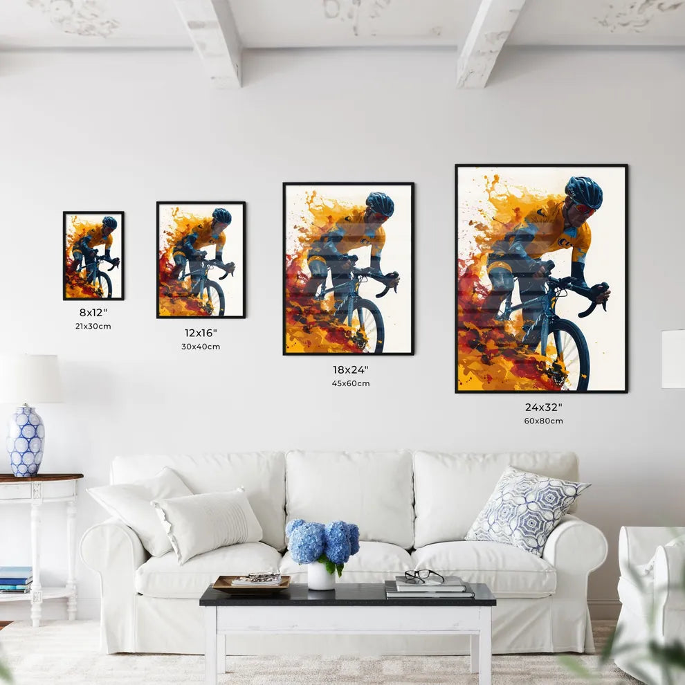 A Poster of an art illustration of a triathl - Kitchen Hangings