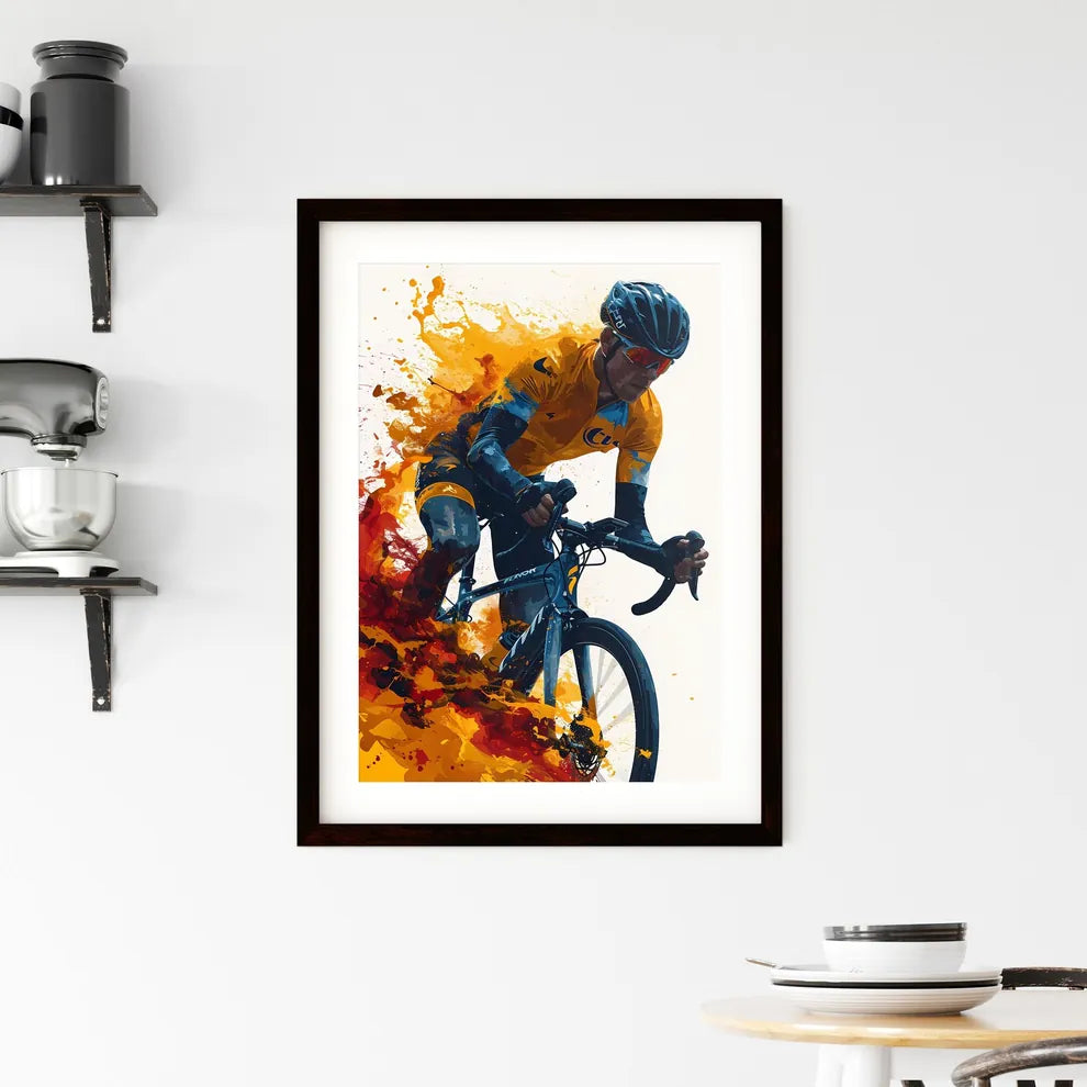 A Poster of an art illustration of a triathl Framed Print