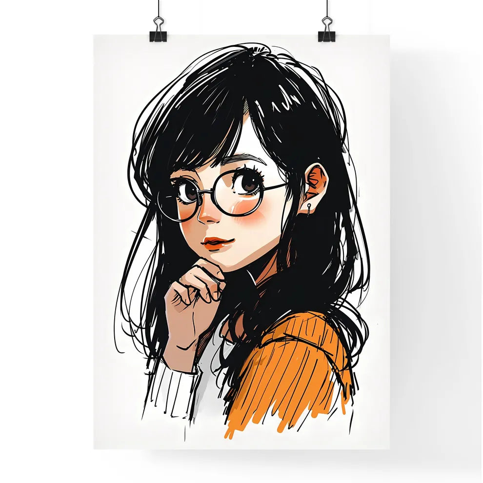 A Poster of a line drawing of a cute cartoon Poster