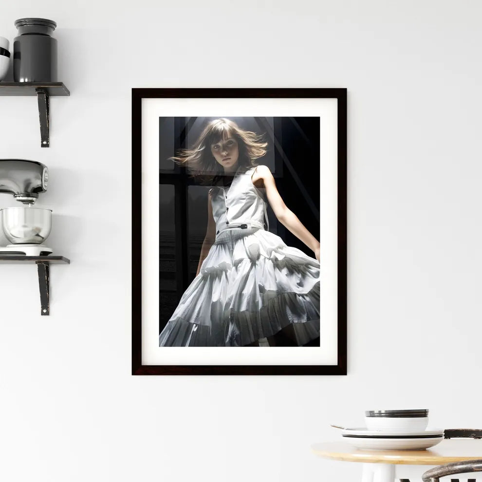 A Poster of A girl in a light dress - A Woma Framed Print