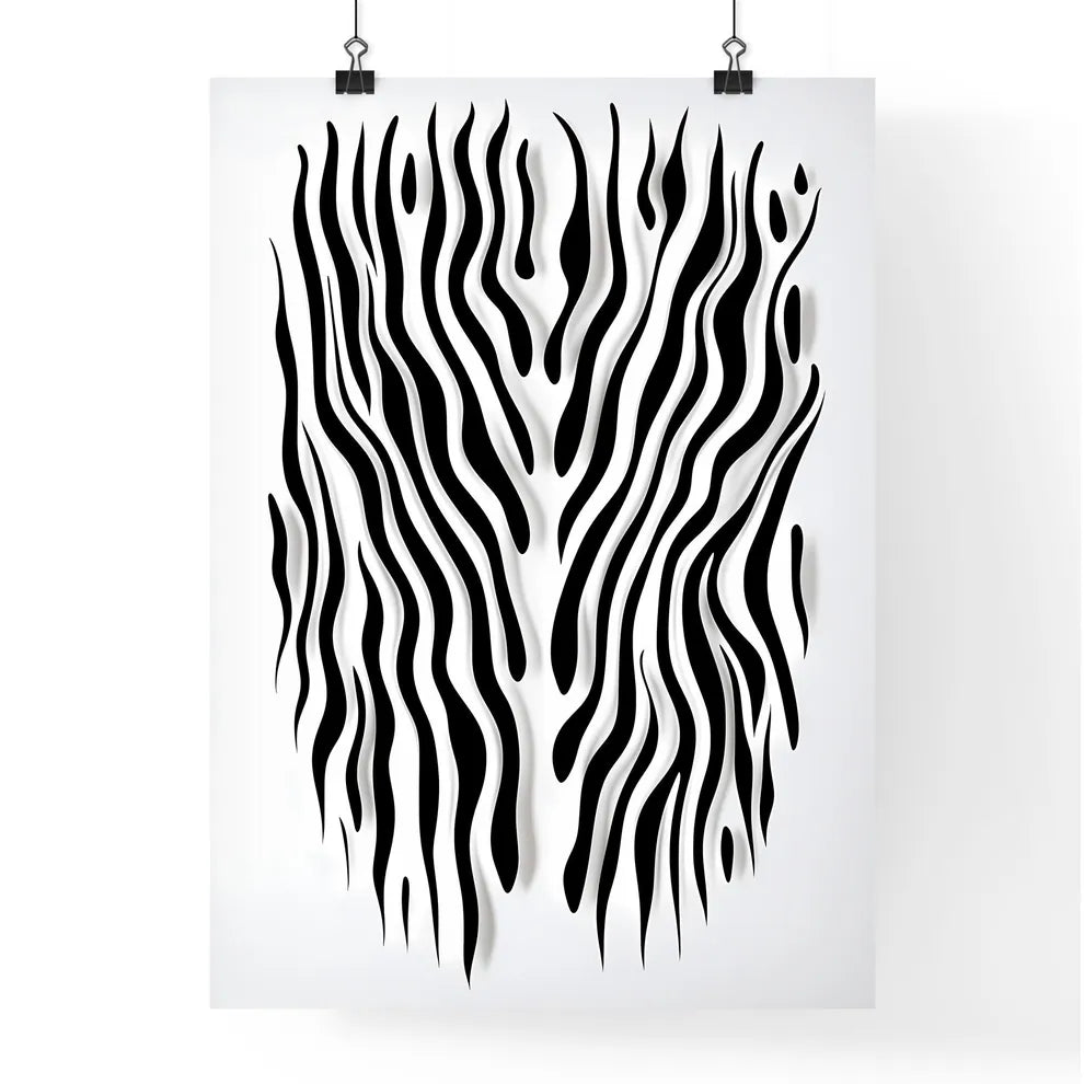 A Poster of linocut line art of a zebras stripes  Poster