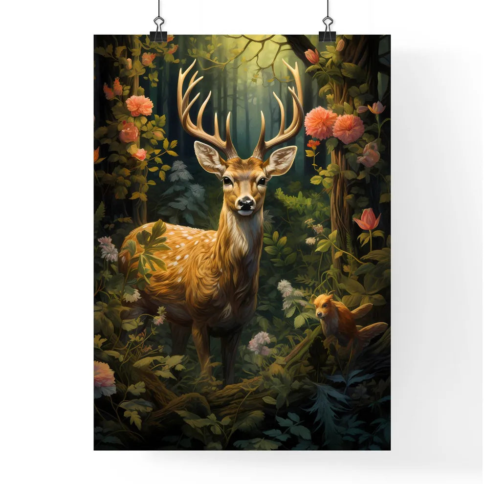 A Poster of deer in the forest  Poster