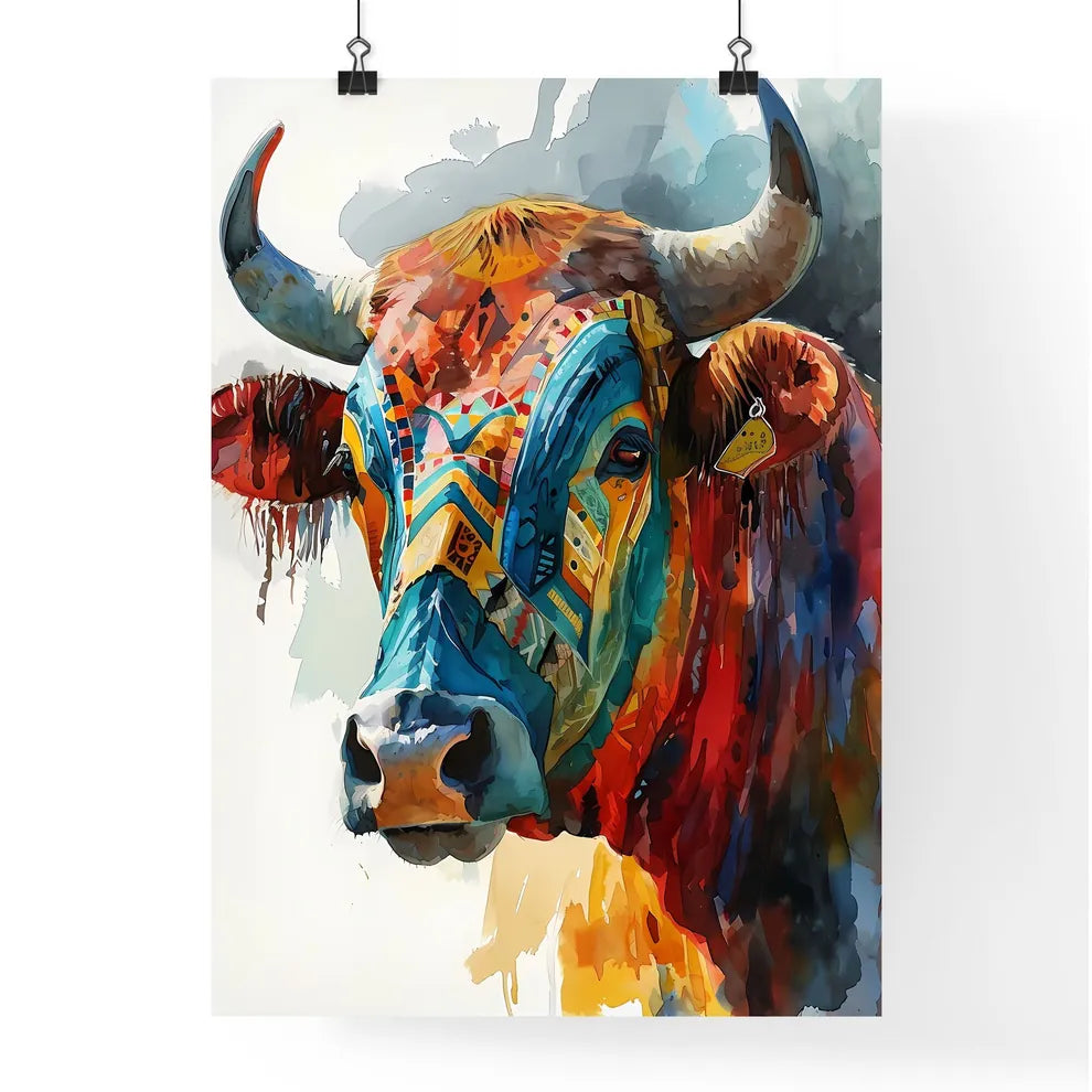 A Poster of native american cow skull  Poster