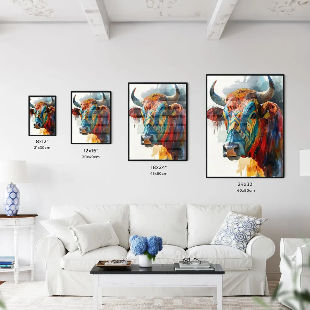 A Poster of native american cow skull  Size Chart