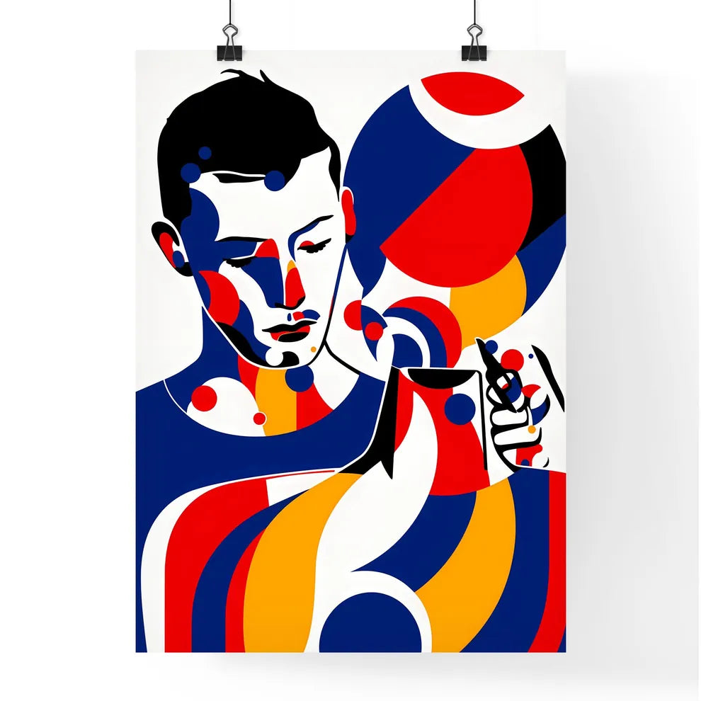 A Poster of minimalist barber art - A Man Wi Poster